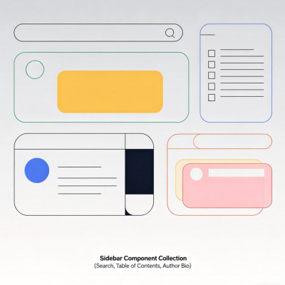 Sidebar Component Collection (Search, Table of Contents, Author Bio)