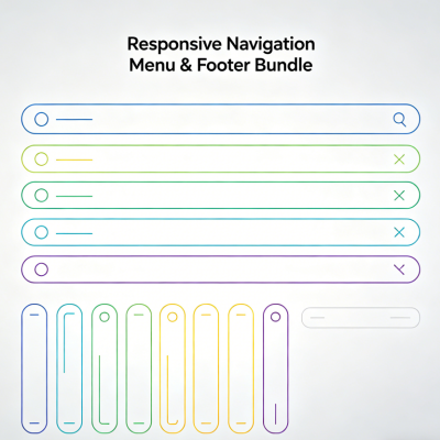 Responsive Navigation Menu & Footer Bundle